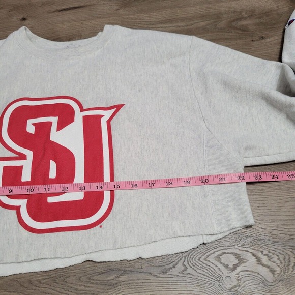 Champion Sweatshirt Womens Large Gray Crop Reverse Weave Sweater Lounge Casual - Picture 4 of 7